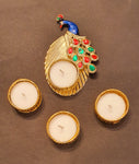 Metalic peacock Golden Tea Light Diya