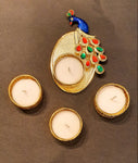 Metalic peacock Golden Tea Light Diya