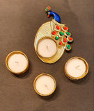 Metalic peacock Golden Tea Light Diya