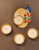 Metalic peacock Golden Tea Light Diya