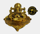 Ganesha on Leaf with Diya