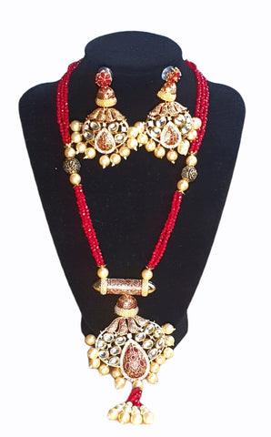 Long Necklace with Kundan Pendant