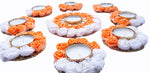 White and Peach 9pcs Rose Diya Mat set