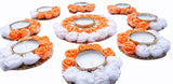 White and Peach 9pcs Rose Diya Mat set