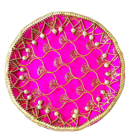 Pink Decorative Pooja thali