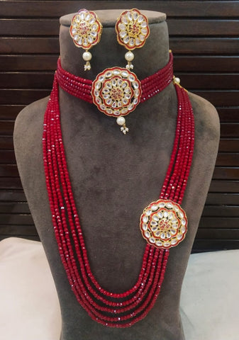 Long Necklace with Choker and Earrings