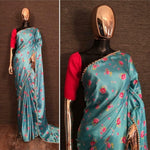 Satin Printed Saree with Pearl border