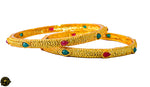 Faux Ruby & Emerald teardrop Stone Golden Bangles