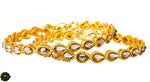 Peach Stone Drops Golden Bangles