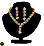 Kundan String necklace with Earrings with White Accent Pearls