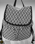 Black and white bag pack with patterns